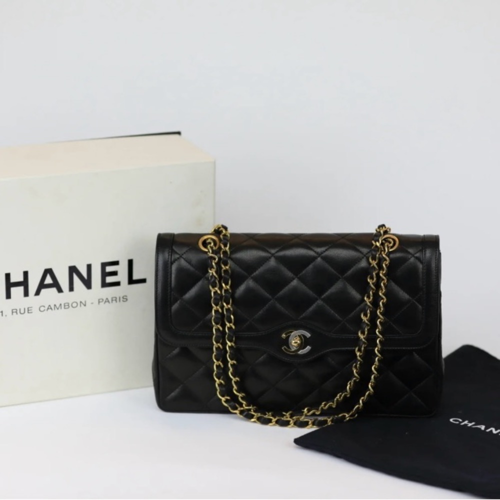 💯💎Authentic 💎CHANEL Paris Limited Edition Lambskinn Double Flap - Picture 6 of 14